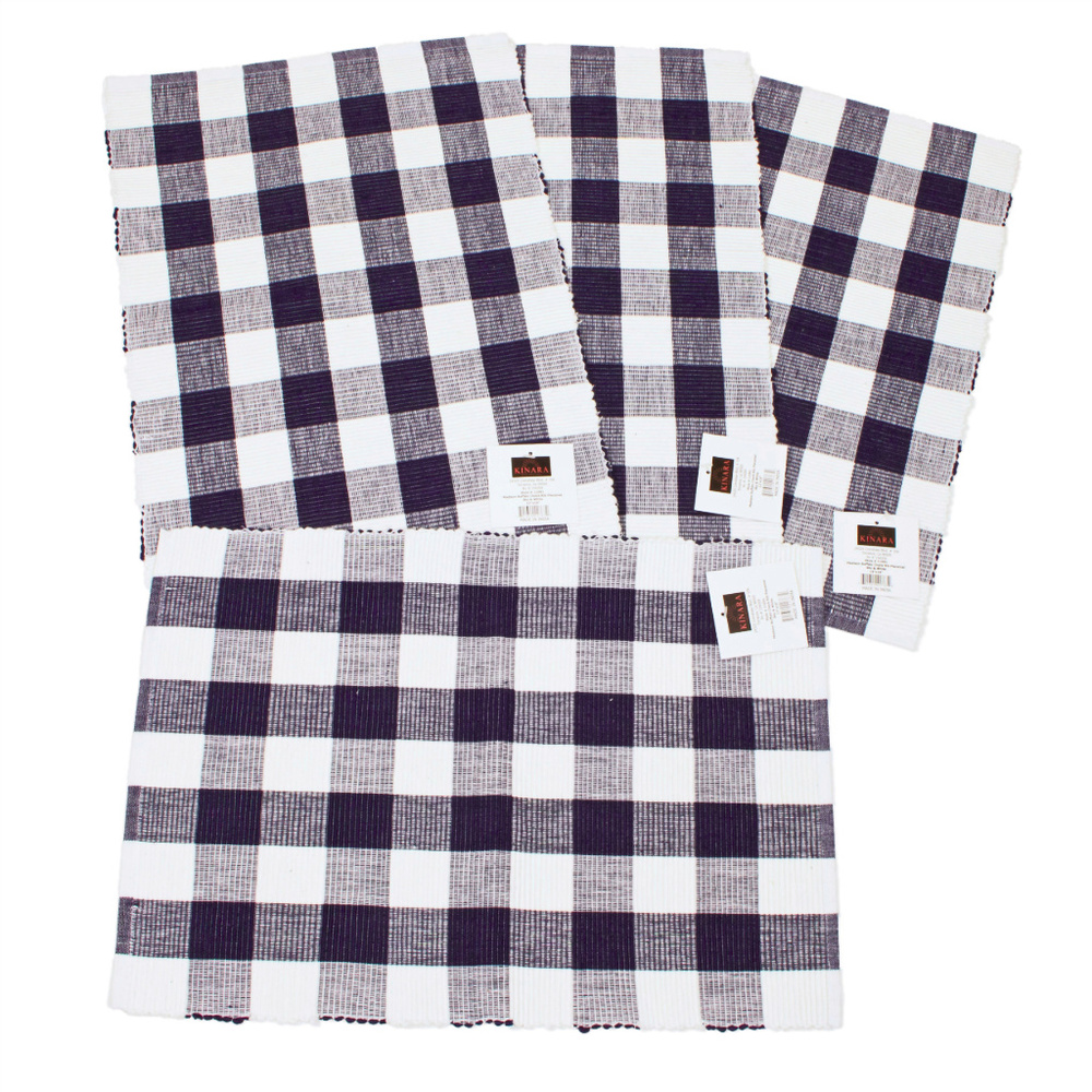 NWT Madison Buffalo Check Black & White Place Mats Placemats set of 4